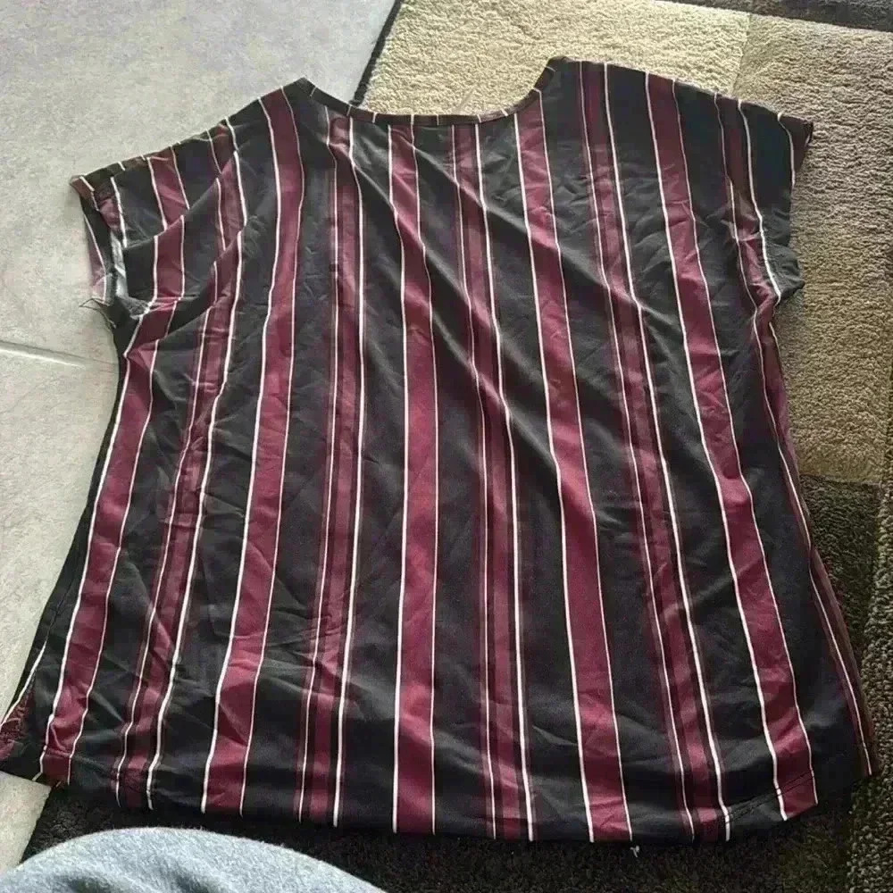 Black and Burgundy Striped Blouse - Picture 2 of 3